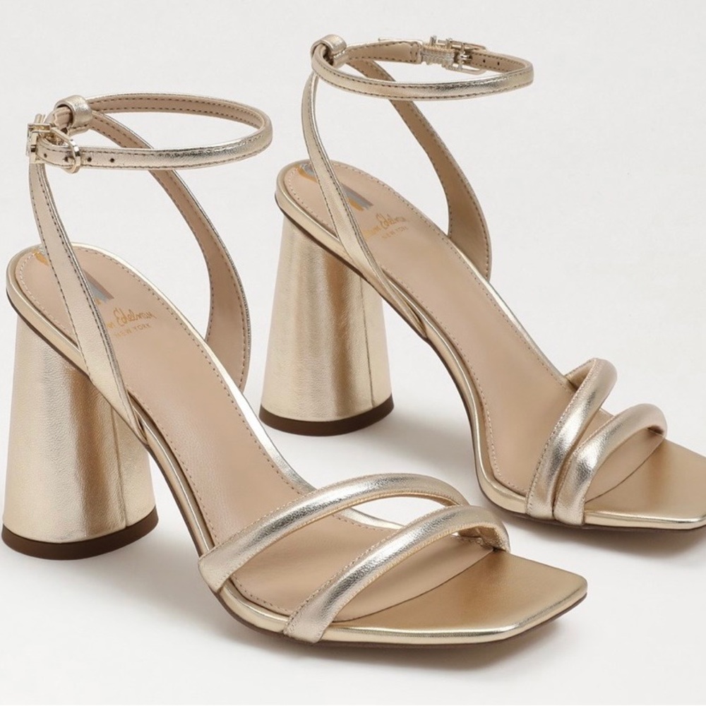 NEW Sam Edelman Kia Block Heel Sandal in Gold